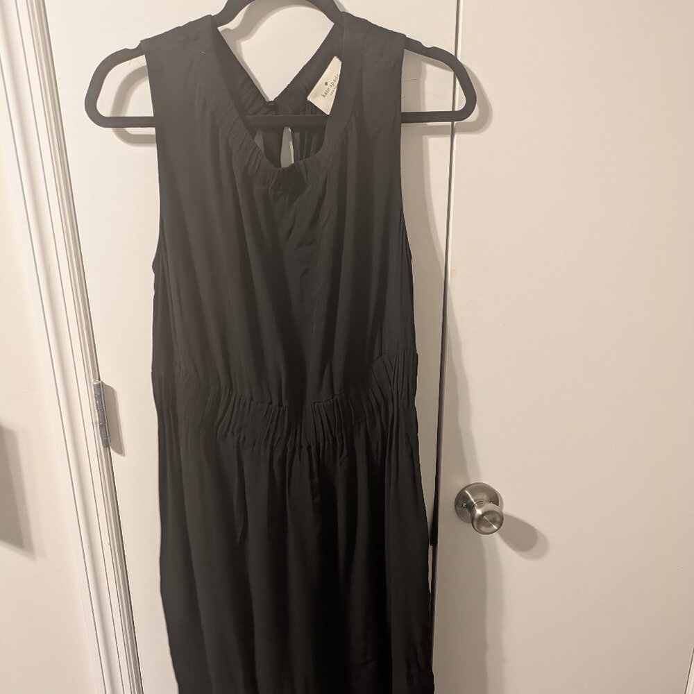 Kate Spade elegant black maxi dress, sleeveless, tie neck CO21